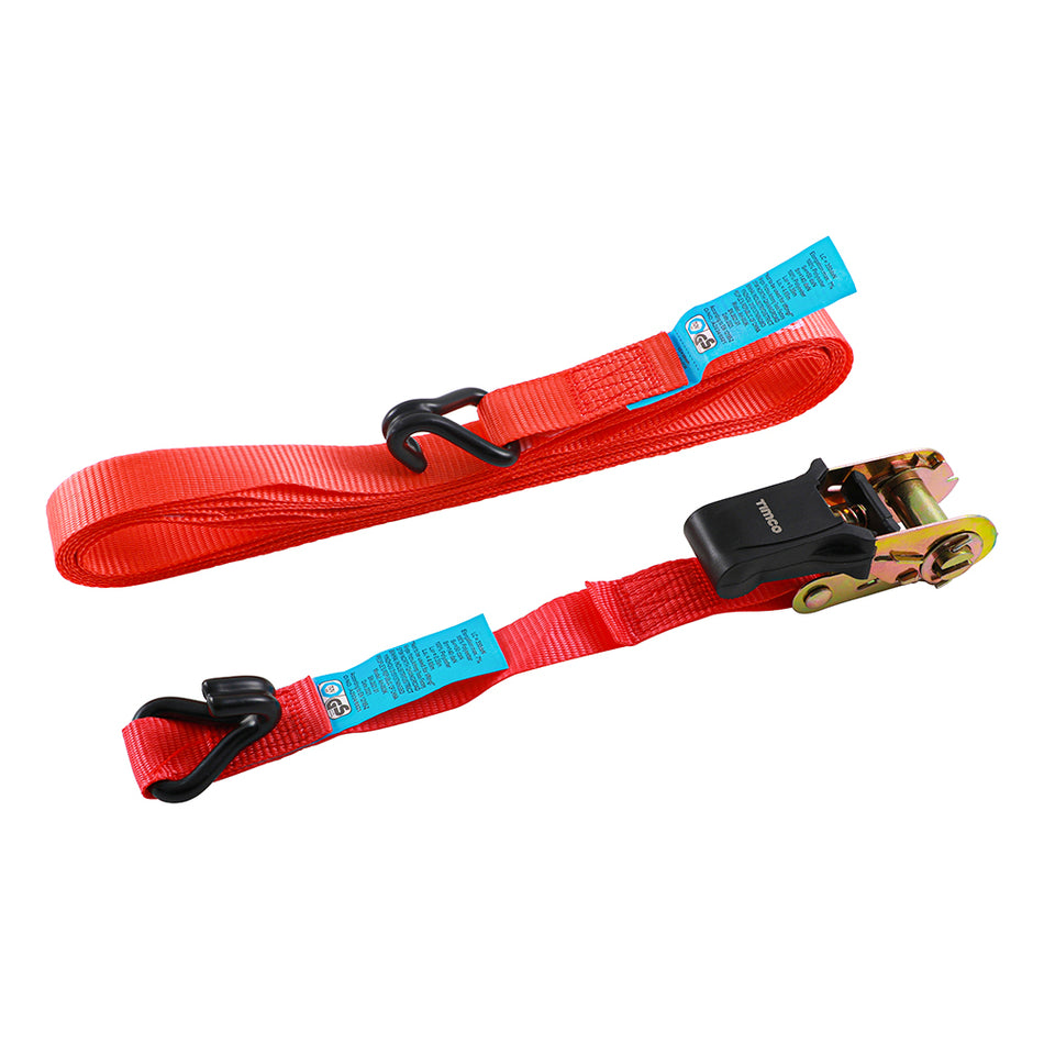 J Hook Ratchet Straps Standard Duty 5m x 25mm (Pack of 2)