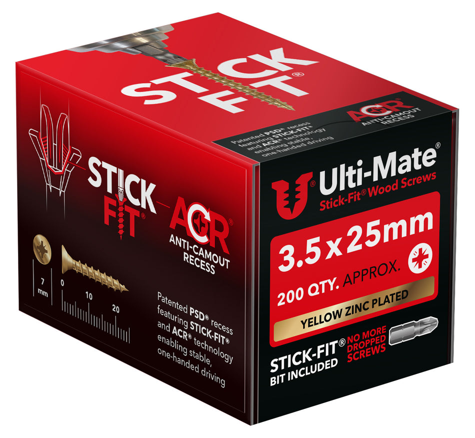 Ulti-Mate Woodscrew 3.5 x 25mm (Box of 200)