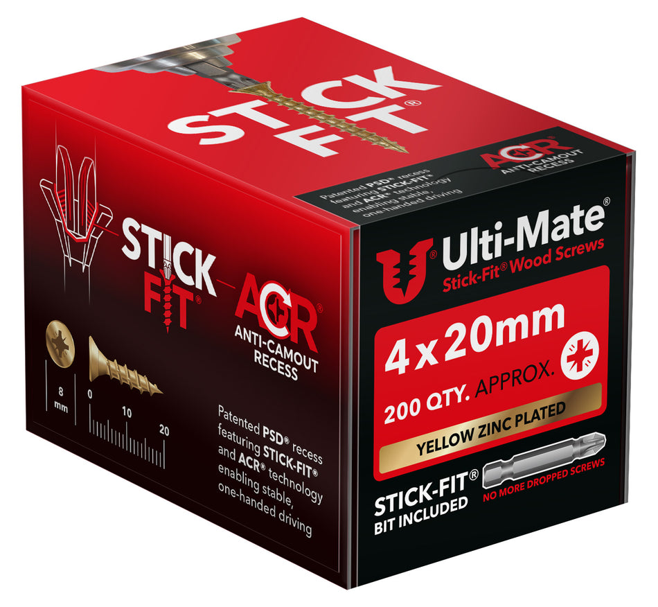 Ulti-Mate Woodscrew 4.0 x 20mm (Box of 200)