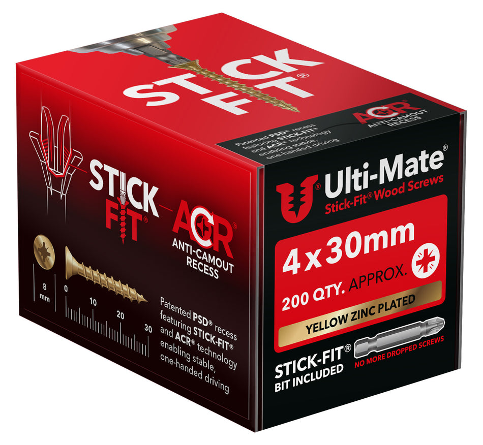 Ulti-Mate Woodscrew 4.0 x 30mm (Box of 200)
