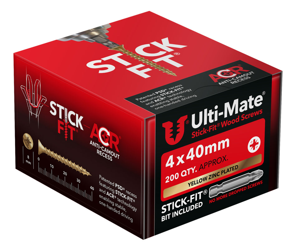 Ulti-Mate Woodscrew 4.0 x 40mm (Box of 200)