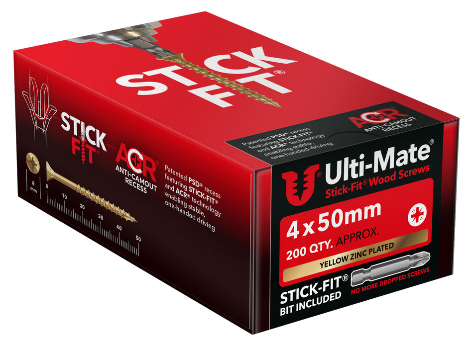 Ulti-Mate Woodscrew 4.0 x 50mm (Box of 200)