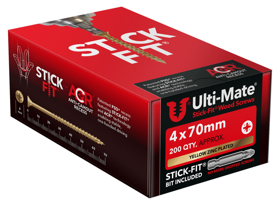 Ulti-Mate Woodscrew 4.0 x 70mm (Box of 200)