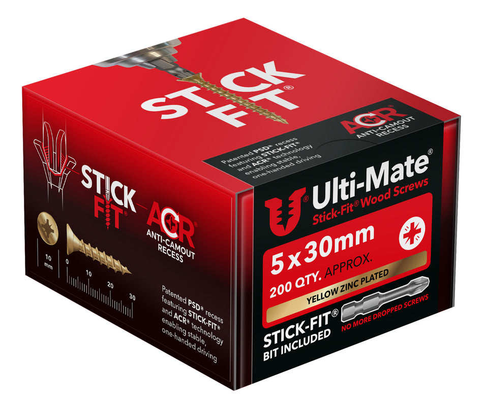 Ulti-Mate Woodscrew 5.0 x 30mm (Box of 200)