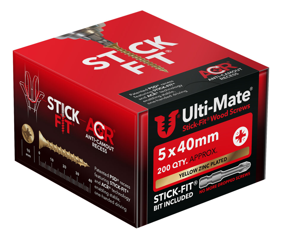 Ulti-Mate Woodscrew 5.0 x 40mm (Box of 200)