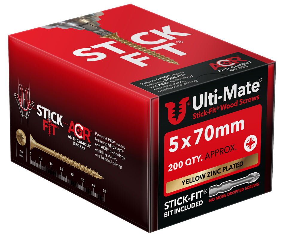 Ulti-Mate Woodscrew 5.0 x 70mm (Box of 200)