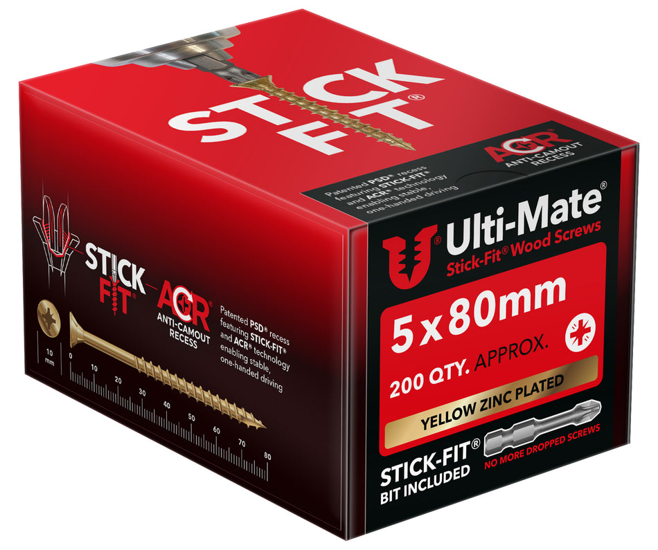Ulti-Mate Woodscrew 5.0 x 80mm (Box of 200)