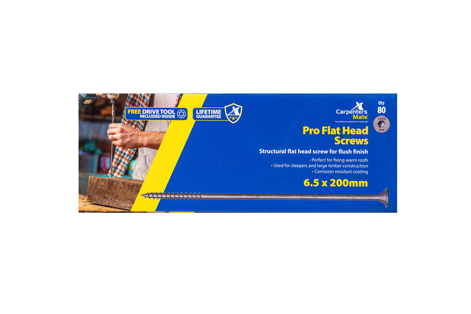 Carpenters Mate PRO Flat Head Self-Drilling Screw 6.5 x 200mm (Pack of 200)