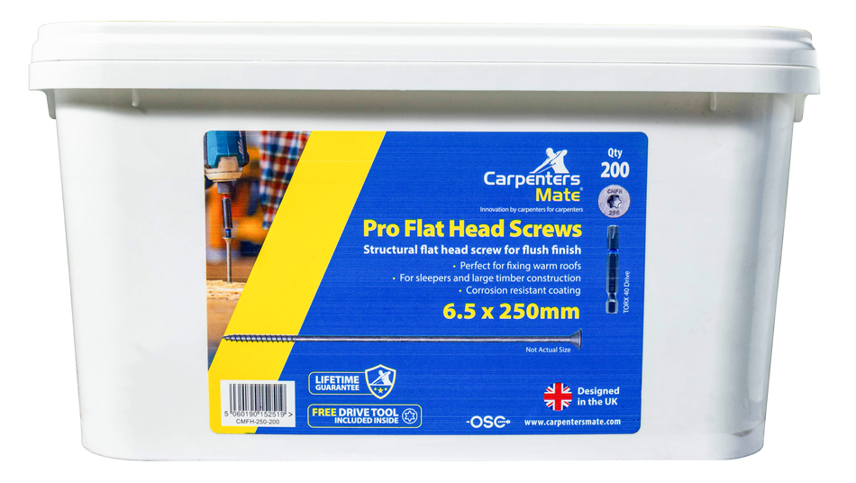 Carpenters Mate PRO Flat Head Self-Drilling Screw 6.5 x 250mm (Pack of 200)