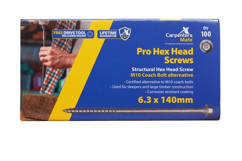 Carpenters Mate PRO Hex Head Self-Drilling Screw 6.3 x 140mm (Pack of 100)