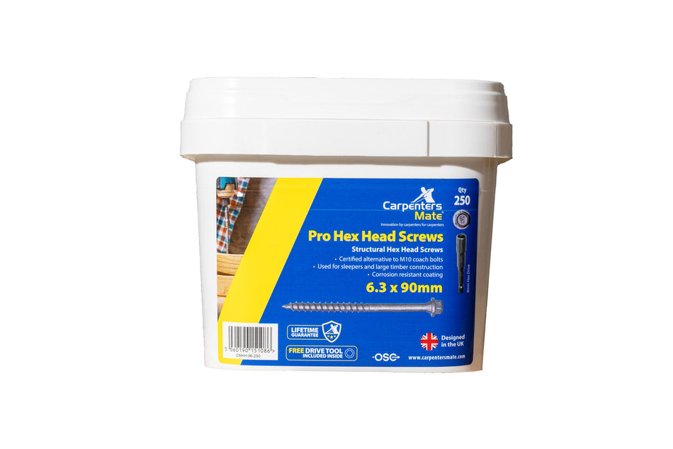 Carpenters Mate PRO Hex Head Self-Drilling Screw 6.3 x 90mm (Pack of 250)