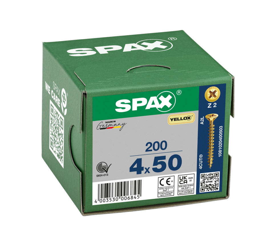 SPAX Yellox Woodscrew 4.0 x 50mm (Box of 200)