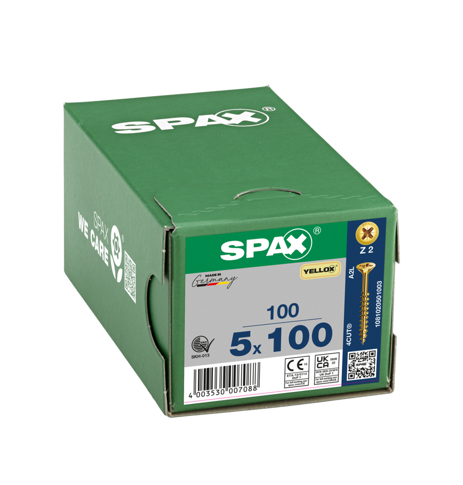 SPAX Yellox Woodscrew 5.0 x 100mm (Box of 100)