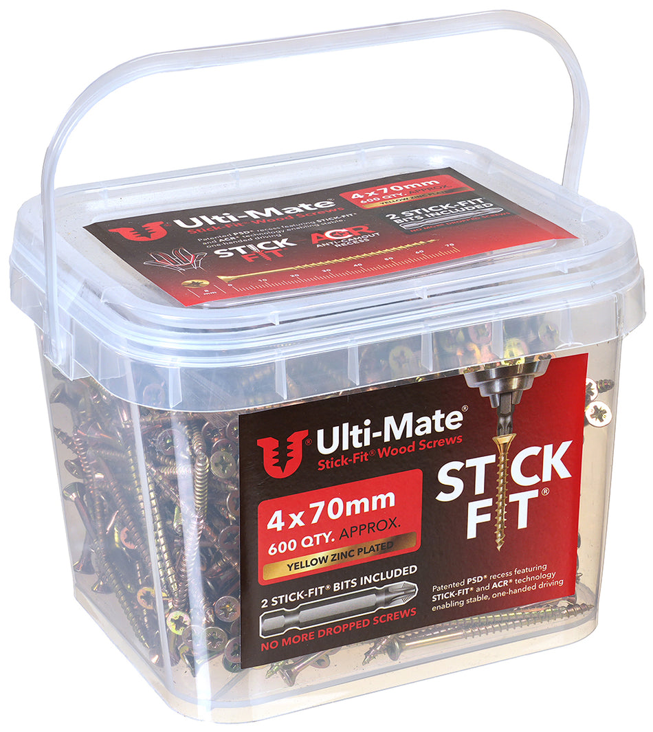 Ulti-Mate Woodscrew 4.0 x 70mm (Tub of 600)
