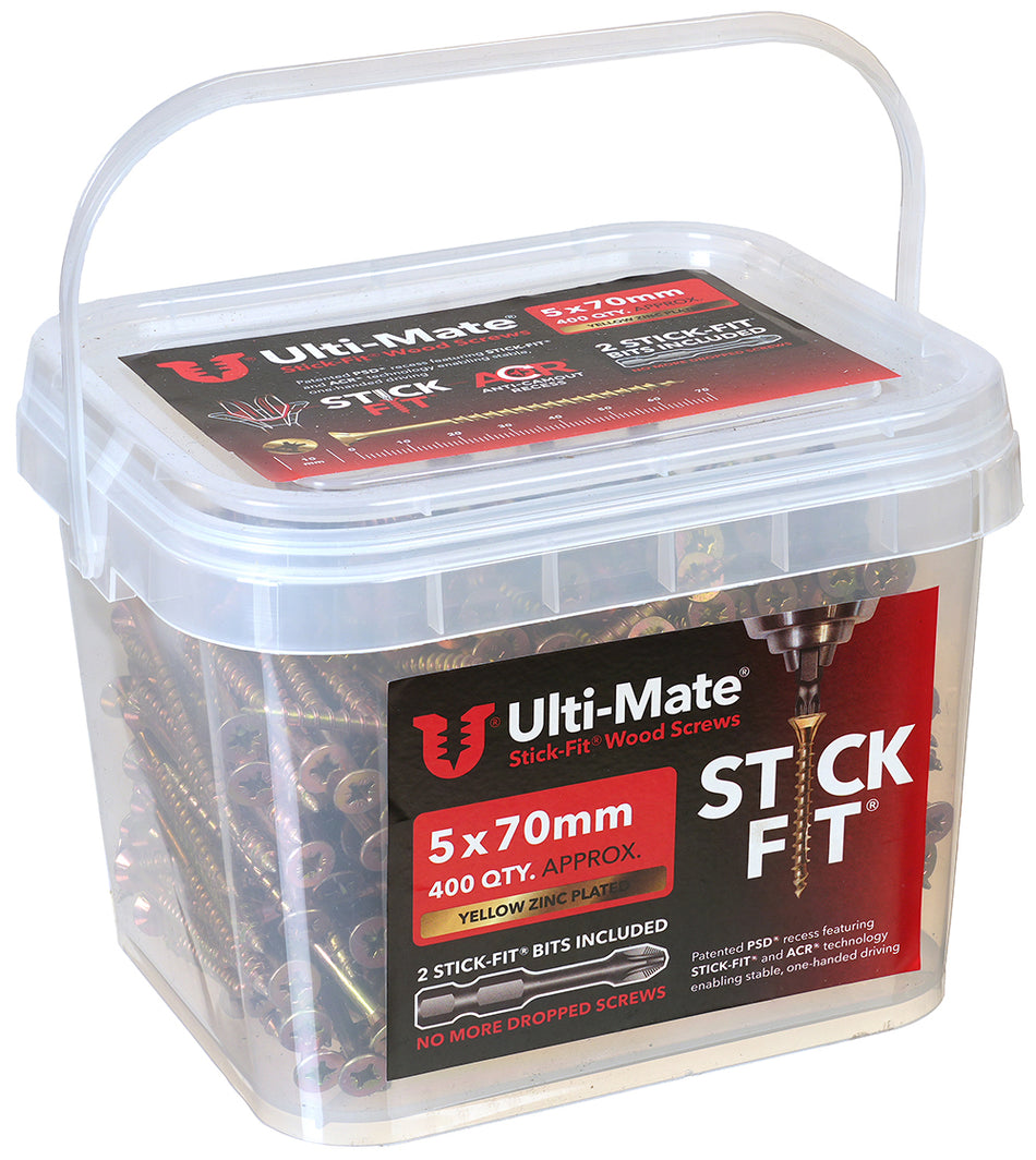 Ulti-Mate Woodscrew 5.0 x 70mm (Tub of 400)