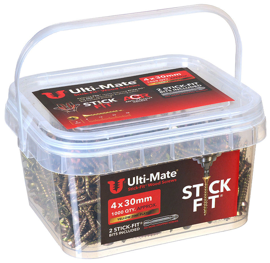 Ulti-Mate Woodscrew 4.0 x 30mm (Tub of 1000)
