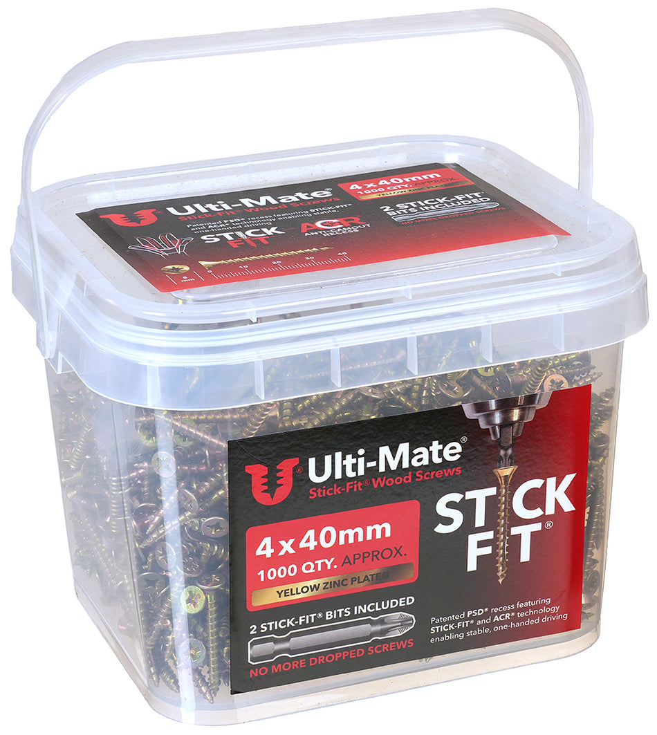 Ulti-Mate Woodscrew 4.0 x 40mm (Tub of 1000)