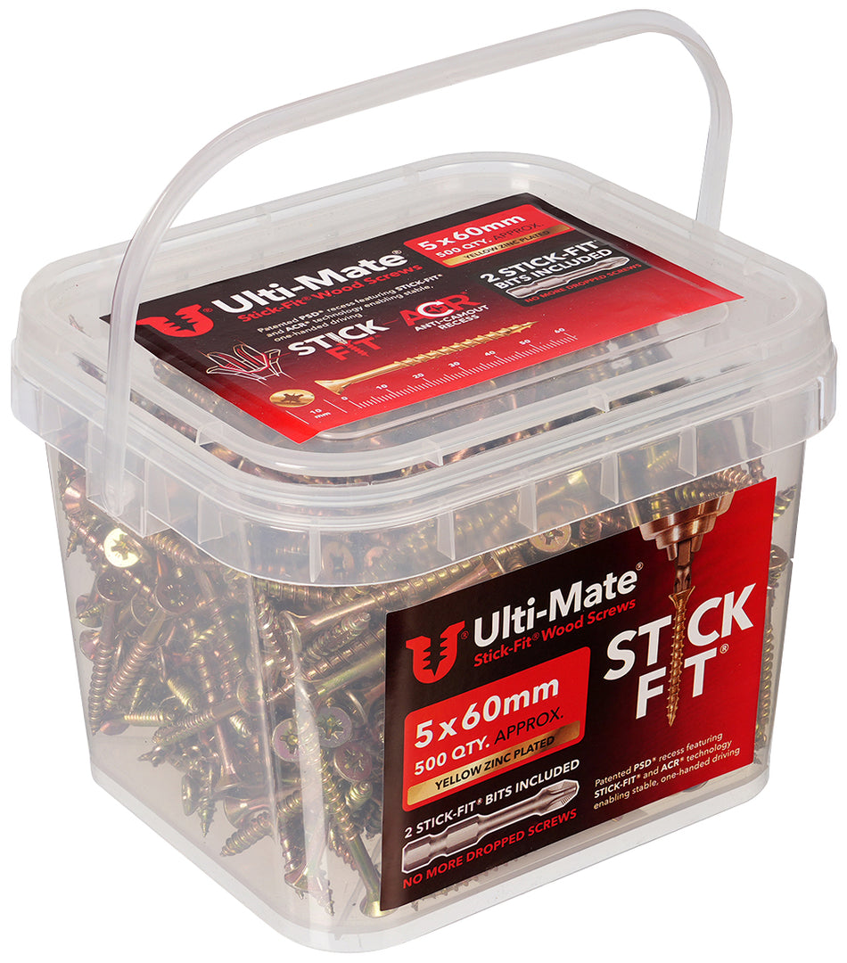 Ulti-Mate Woodscrew 5.0 x 60mm (Tub of 500)
